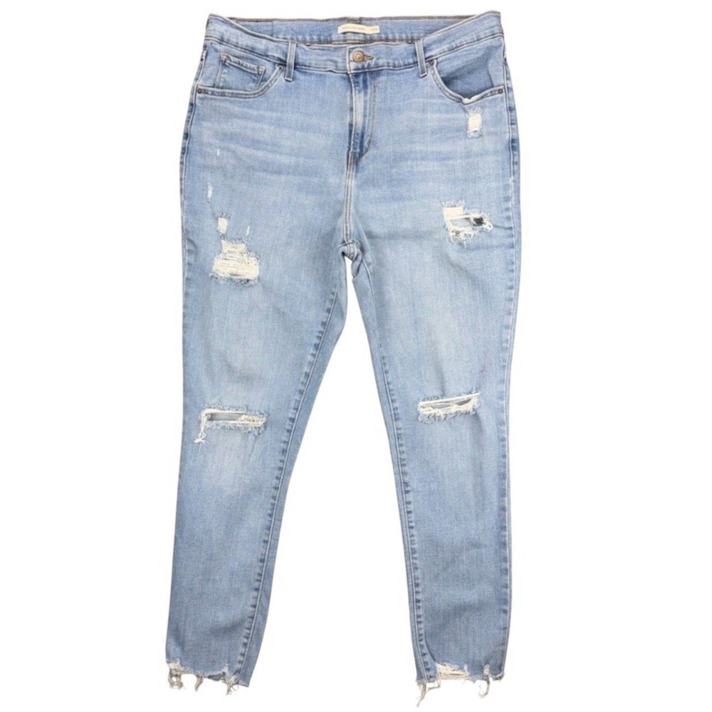 Levi's 721 Women's 34W x 27L High Rise Skinny Denim Jeans Light Blue Distressed